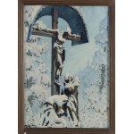 Marian Mróz (1908 Dąbrówka Tuchowska - 1967 ), Roadside shrine in winter, 1954