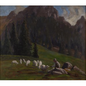 Zefiryn Ćwikliński (1871 Lvov - 1930 Zakopané), Na horské pastvině v Tatrách, 1924