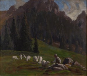 Zefiryn Ćwikliński (1871 Lwów - 1930 Zakopane), Na hali w Tatrach, 1924