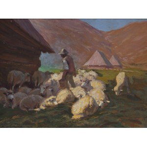Zefiryn Ćwikliński (1871 Lviv - 1930 Zakopane), Juhas with sheep, 1923