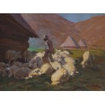 Zefiryn Ćwikliński (1871 Lwów - 1930 Zakopane), Juhas z owcami, 1923