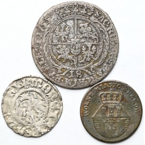 Set of 3 pcs. - half-penny of Casimir Jagiellonian, Cracow, ort 1755, Leipzig, 10 groszy 1835, Free City of Cracow
