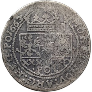 John Casimir, tymf 1663, Cracow, tip of PO reverse legend.