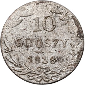 Russian partition, Nicholas I, 10 groszy 1838 MW, Warsaw