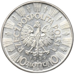 Deuxième République polonaise, 10 zlotys 1939 Pilsudski
