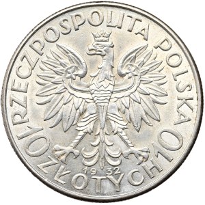 Second Republic, 10 zlotys 1932, female head, no mint mark, London
