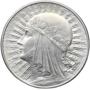 II Rzeczpospolita, 10 zlotych 1932, woman's head, Warsaw