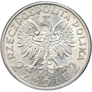 II Rzeczpospolita, 2 Zloty 1934, weiblicher Kopf
