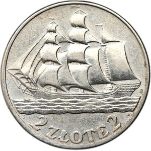 Second Republic, 2 zlote 1936, sailing ship