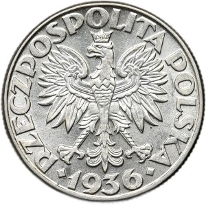 II Rzeczpospolita, 2 złote 1936, żaglowiec