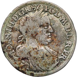 John III Sobieski, Crown ort 1677, pierced date from 1676 vintage, Bydgoszcz