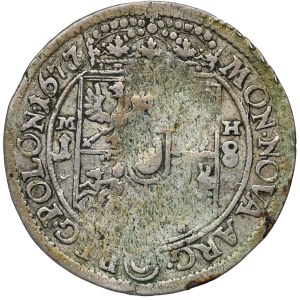 John III Sobieski, Crown ort 1677, pierced date from 1676 vintage, Bydgoszcz