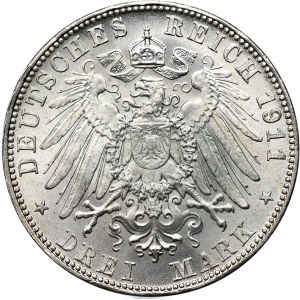 Nemecko, Bavorsko, 3 marky 1911 D, Mníchov