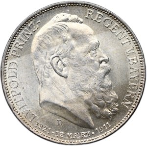Allemagne, Bavière, 3 marques 1911 D, Munich