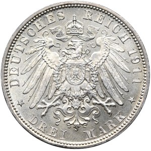 Allemagne, Bavière, 3 marques 1911 D, Munich