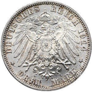 Niemcy, Bawaria, Ludwik, 3 Marki 1914 D, Monachium