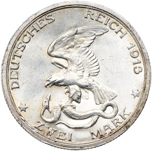 Niemcy, Prusy, 2 marki 1913, 100. rocznica zwycięstwa pod Lipskiem