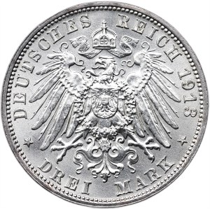 Germany, Saxony, 3 marks 1913 E, 100th anniversary of the Battle of Leipzig