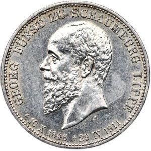 Nemecko, Schaumburg-Lippe, 3 marky 1911 A, Berlín, posmrtná emisia