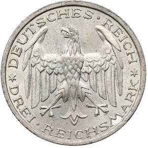 Nemecko, Weimarská republika, 3 Marky 1927 A, 400 rokov univerzity v Marburgu