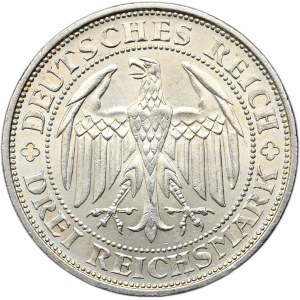 Niemcy, Republika Weimarska, 3 marki 1929 E, Muldenhütten, 1000-lecie Miśni