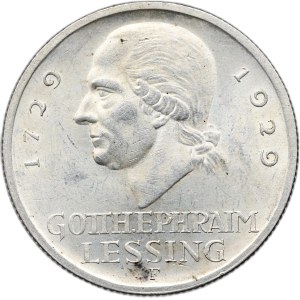 Germany, Weimar Republic, 3 marks 1929 F, Stuttgart, G. Lessing