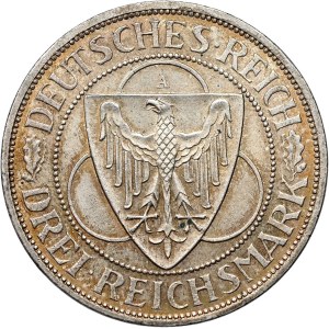 Germany, Weimar Republic, 3 Marks 1930 A, Berlin - Reclaiming the Rhineland