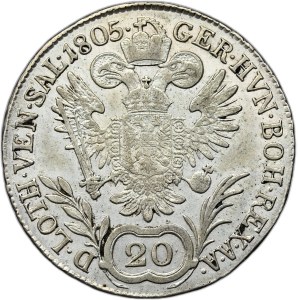 Austria, Francis I, 20 krajcars 1805 B, Kremnica