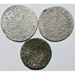 Súbor 3 krakovských grošov 1610-1627