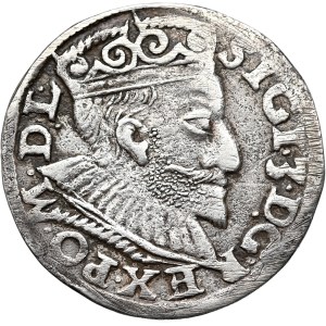 Sigismund III. Vasa, Trojak 1593, Poznań, breites Gesicht des Königs, Datum links. Undatiert.