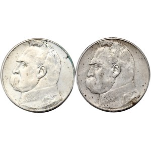 Seconde République polonaise, ensemble de 2 pièces. - 10 zl Pilsudski 1935,36r.