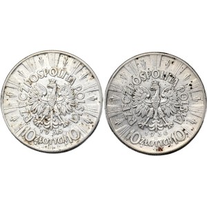 Seconde République polonaise, ensemble de 2 pièces. - 10 zl Pilsudski 1935,36r.