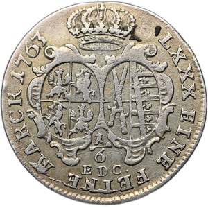 August III, 1/6 thaler 1763 EDC, Leipzig, rare