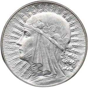 II Rzeczpospolita, 5 zlotých 1933, hlava ženy, Varšava