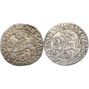 Set of 2 Vilnius half-pennies dated 1559 with a large number 9 in the date and 1561