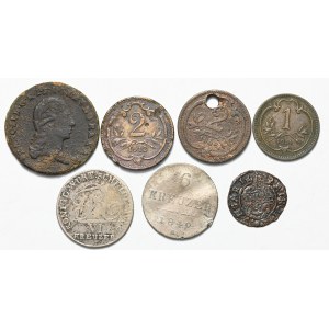 Austria, Hungary, set of 7 small coins 16th-19th century.