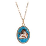 Pendant with depiction of an angel with chain, early 20th century.