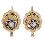 Earrings with floral motif, first half of 19th century, Biedermeier