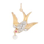 Pendant in the form of a swallow, 1st half of the 20th century.