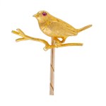 Tie pin with bird on a branch motif, England, Birmingham, 1983.