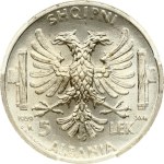 Albania 5 Lek 1939 R PCGS MS 64