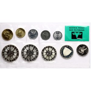Austria 2 Groschen - 50 Schilling 1973 Set Lot of 10 coins
