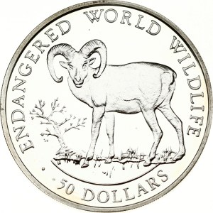 Cook Islands 50 Dollars 1990 Bighorn sheep