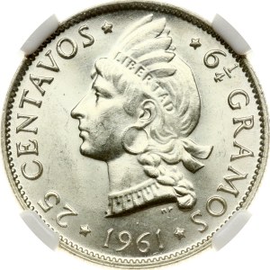 Dominikánska republika 25 centavos 1961 NGC MS 66