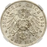 Germany Saxony 5 Mark 1903 E NGC AU 58