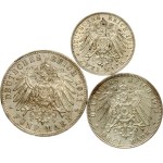 Germany Bavaria 2 - 5 Mark 1911 D Birthday Lot of 3 coins