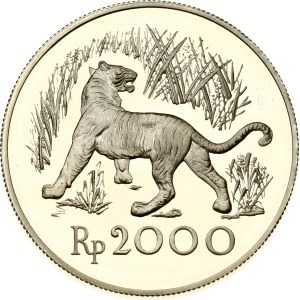 Indonesia 2000 Rupiah 1974 Javan Tiger