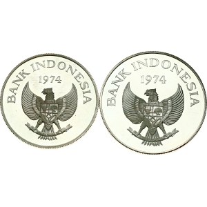 Indonesia 2000 & 5000 Rupiah 1974 Lot of 2 coins
