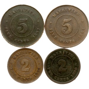 Mauricius 2 a 5 centů 1884-1897 Sada 4 mincí