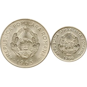 Romania 3 Lei 1963 & 15 Bani 1966 Lot of 2 coins